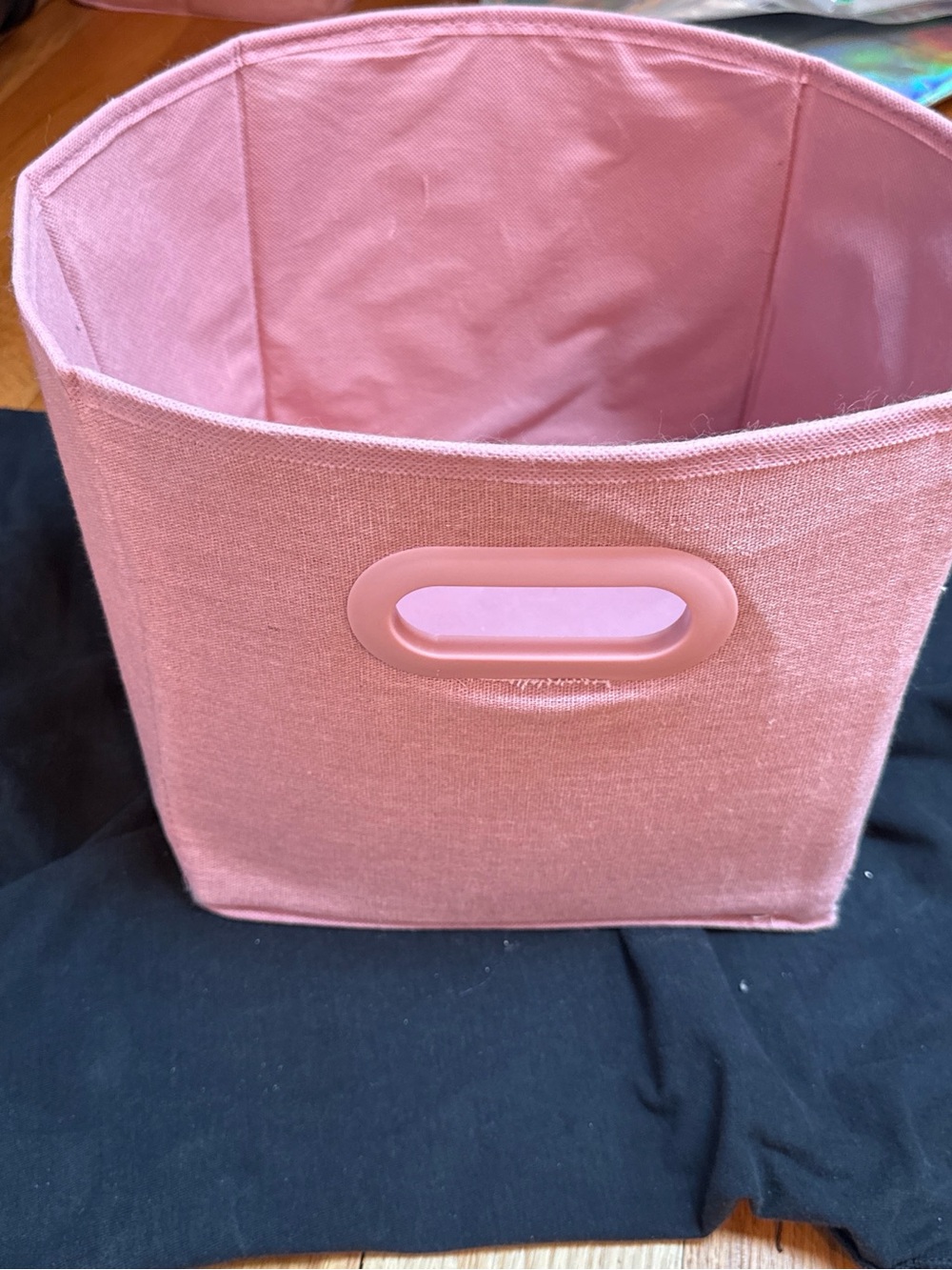 Pink Fabric Storage Bin with Built-In Handle